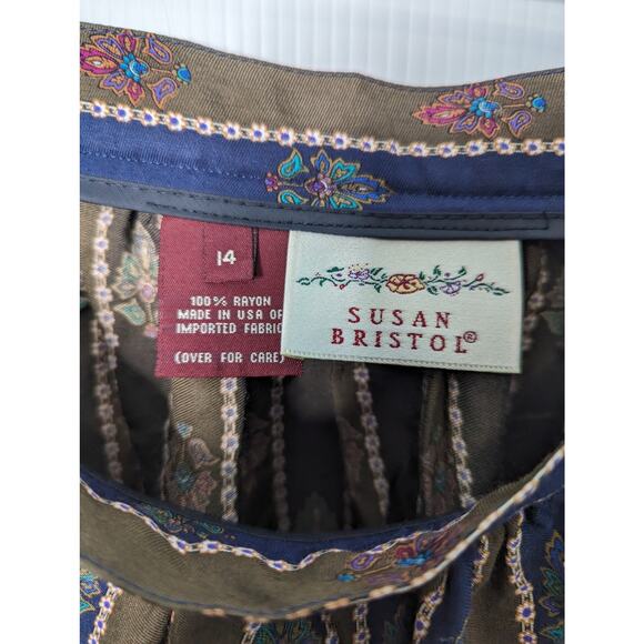 Vintage 80's Susan Bristol Maxi Skirt Striped Floral Print Boho Peasant NWT - Picture 3 of 9